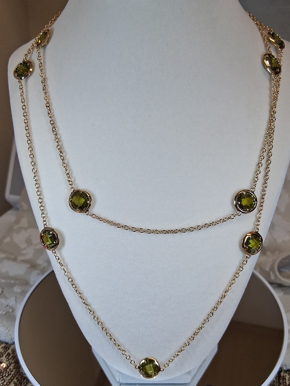 Lauren G Adams 42" Inch Faceted Olive Green CZ Necklace
